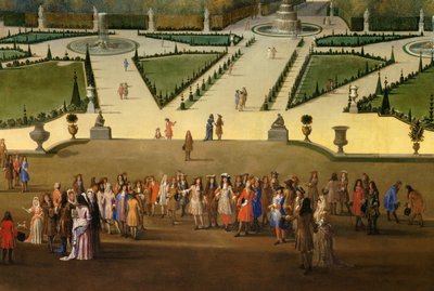Ludvig XIV:n rantakatu (1638-1715) Versailles Detailin puutarhojen pohjoisparterille. Etienne Allegrainin (1644-1736) maalaus 1688 noin Sun. 2,3x2,9 m tekijältä Etienne Allegrain