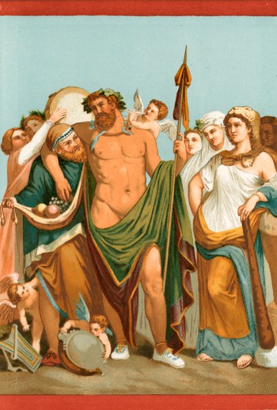 Hercules ja Omphale, Pompeian maalauksesta tekijältä Etienne Antoine Eugene Ronjat
