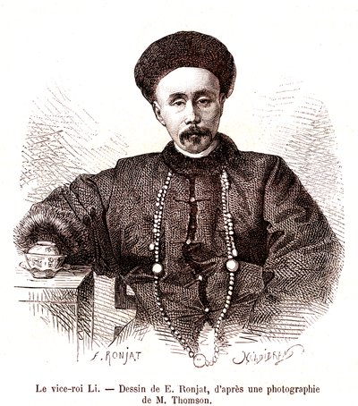Li Hongzang, Zhilin varakuningas, Kiinan keisarillisessa hovissa. 1873 (kaiverrus) tekijältä Etienne Antoine Eugene Ronjat
