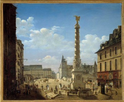 Etienne Bouhotin (1780-1862) Chatelet-maalauksen aukio ja suihkulähde 1810 su. 0,81 x 0,99 m Pariisi, Carnavalet-museo tekijältä Etienne Bouhot