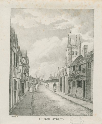 Tamworth - Church Street: litografia, nd [1796-1865] (painettu) tekijältä Etienne Bruno Hamel