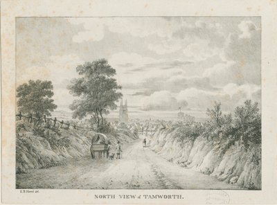 Tamworth - Kaukainen näkymä pohjoisesta: litografia, nd [1796-1865] tekijältä Etienne Bruno Hamel