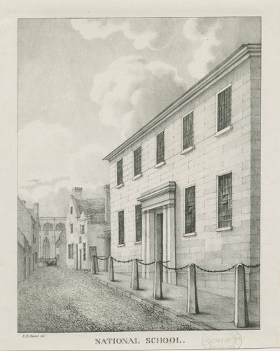 Tamworth - National School: litografia, nd [1796-1865] (painos) tekijältä Etienne Bruno Hamel