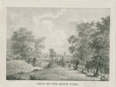 Tamworth - Tame-joki: litografia, nd [1796-1865] tekijältä Etienne Bruno Hamel