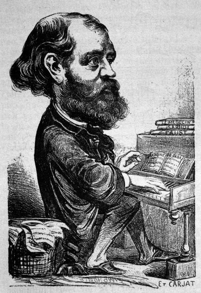Charles Gounod (1818 - 1893), ranskalainen säveltäjä, Etienne Carjatin karikatyyri. tekijältä Etienne Carjat