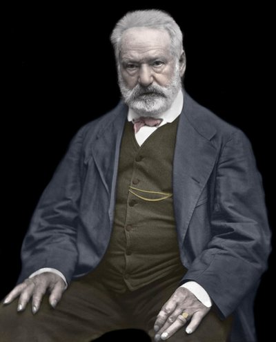 Victor Hugon (1802-1885), ranskalaisen kirjailijan ja runoilijan muotokuva, Väritys Etienne Carjatin (1828-1906) valokuvassa - Victor Hugo (1802-1885). Englantilainen kirjailija ja runoilija. noin 1870. Värillinen valokuva. tekijältä Etienne Carjat