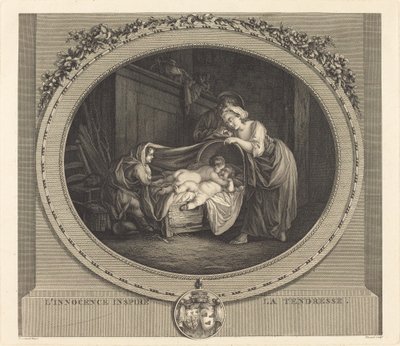 Viattomuus inspiroi hellyyttä tekijältä Etienne Claude Voysard after Jean Honoré Fragonard