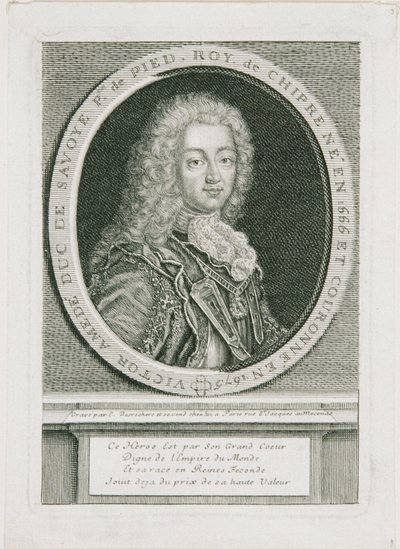 Victor Amadeus II Savoijin herttua, Sisilian kuningas ja Piemonten ja Sardinian ensimmäinen kuningas. tekijältä Etienne Desrochers