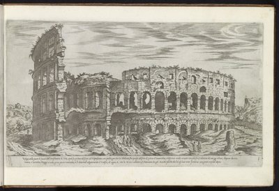 Rooman Colosseum Bouwwerken uit de oudheid (sarjan nimi) Stefano Du Perac Parisinon keräämät Rooman antiikin jäännökset ja muotokuvat perspektiivissä (sarjan nimi esineellä) tekijältä Etienne Duperac