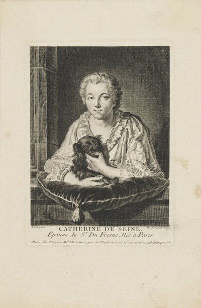 Näyttelijä Madame Quinault-Dufresnen muotokuva 1705-1767, n. 1750. tekijältä Etienne Fessard
