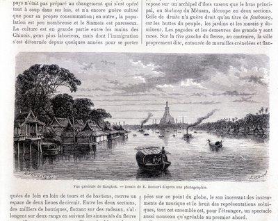 Pangkalahatang view ng Bangkok. Pagguhit ni E. Bocourt.finn tekijältä Etienne Gabriel Bocourt