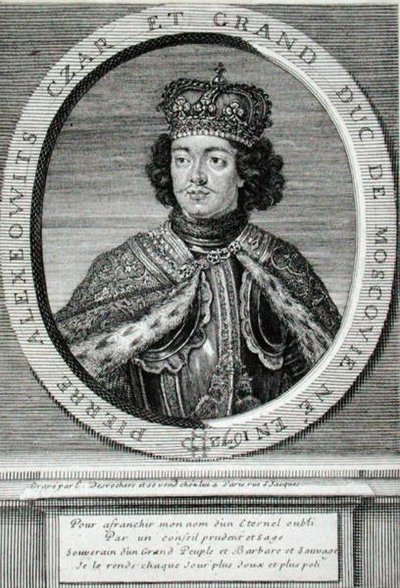 Pietari I (1672-1725) (kaiverrus) tekijältä Etienne Jehandier Desrochers