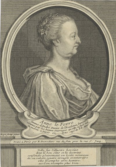 Anne Dacierin muotokuva, syntynyt Le Fèvre 1647-1720, noin 1720. tekijältä Etienne Jehandier Desrochers