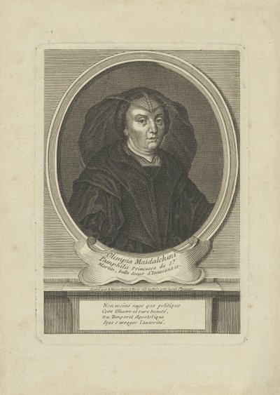 Muotokuva Olympia Maidalchini Pumphillsistä 1591-1657, um 1700. tekijältä Etienne Jehandier Desrochers