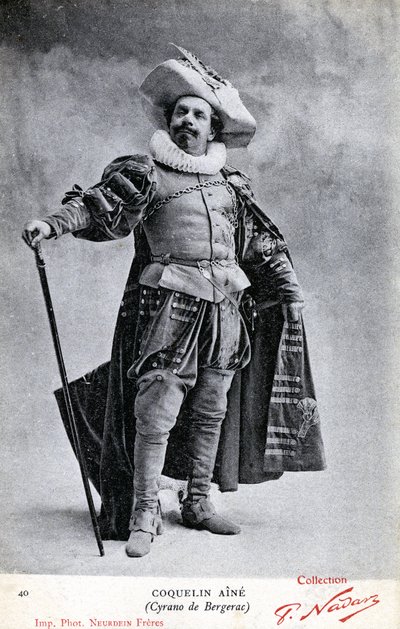 Constant Coquelin eli Coquelin aîné (1841 - 1909) Cyrano de Bergeracin asussa (kuva) tekijältä Etienne Neurdein