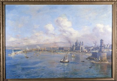 Joliette-allas ja uudet satamat Marseillessa Etienne Martinin maalaus (1856-1945). Marseillen akatemia tekijältä Etienne Philippe Martin