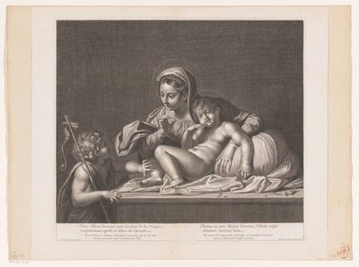 Maria tapasi nukkuvan Kristuksen ja John of Doper oli hiljaa Jeesus Kristus nukkuu (...) / Kristus nukkuu Marian helmassa (...) (otsikko esineessä) tekijältä Etienne Picart