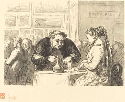 Kuvataidenäyttelyn buffetissa tekijältä Etienne after Honoré Daumier