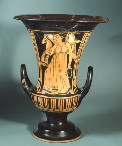 Berkeley Painterin verhiökrater (iso maljakko), joka kuvaa siivellistä henkeä. Punahahmoista keramiikkaa. Etruskien sivilisaatio, 4. vuosisadalla eKr. tekijältä Etruscan