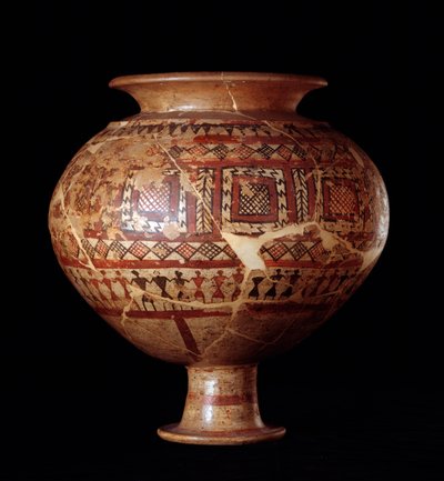 Etruskien sivilisaatio: olla maljakko haudasta 3, Buccacce a Bisenzion hautausmaa - 7. vuosisata eKr. tekijältä Etruscan