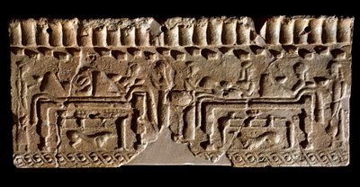 Etruskien sivilisaatio: terrakottafriisi, jota koristaa juhlatilaisuus. 580 eaa Dim. 24x54 cm. Murlon palatsista. Murlo, Antiquarium Comunale tekijältä Etruscan