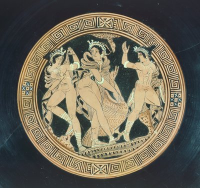 Kylix, yksityiskohta. Punahahmoista keramiikkaa. Etruskien sivilisaatio 5.-4. vuosisadalla eKr. tekijältä Etruscan
