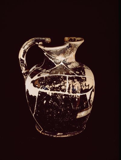 Oenochoe, jossa teksti xanthippos. Valle Trebbian haudasta 709 5. vuosisadalta eKr tekijältä Etruscan