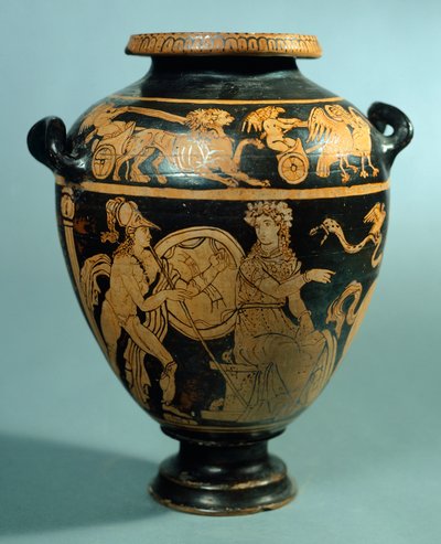 Stamnos, punahahmoinen keramiikka Vulcista (Lazio). Etruskien sivilisaatio, 4. vuosisadalla eKr. tekijältä Etruscan