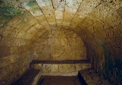 Etruskien sivilisaatio: näkymä del Gran Ducan (suurherttua tai suurherttua) haudalle, 3. vuosisadan lopussa eKr. Chiusi, Italia tekijältä Etruscan Etruscan