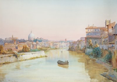 Näkymä Teverelle Ponte Sistolta tekijältä Ettore Roesler Franz