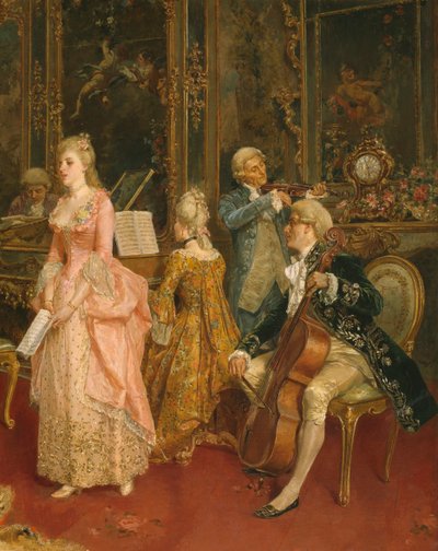 Konsertti Mozartin aikaan, 1853 (yksityiskohta) tekijältä Ettore Simonetti