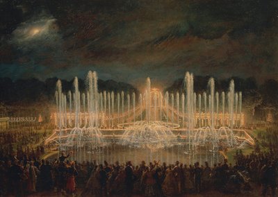 Ranska, Versailles, Nocturne Versaillesissa (Les grandes eaux a Versailles) tekijältä Eugene Louis Lami