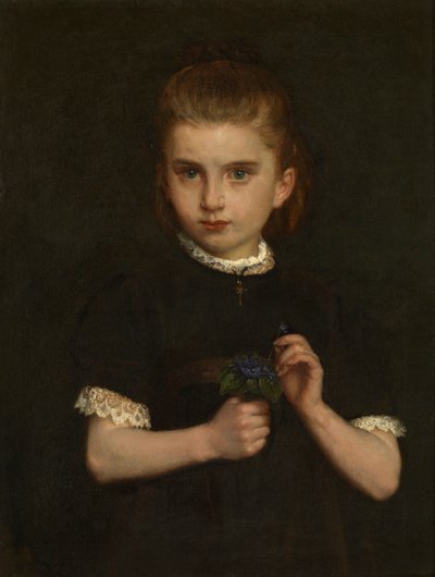 Menina segurando violetas (óleo sobre tela) finlandesa tekijältä Eugene (attr. to) Siberdt
