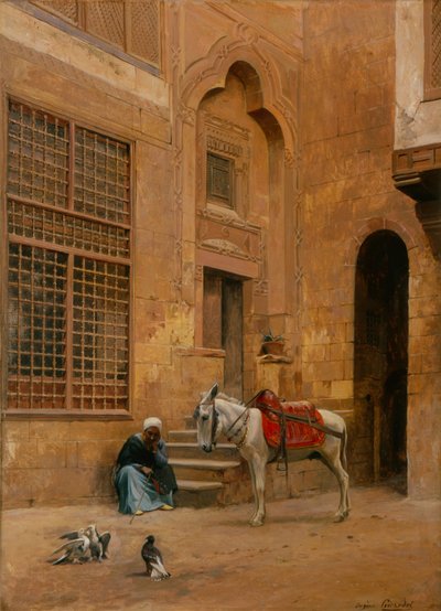 The Courtyard (öljy kankaalle) tekijältä Eugene Alexis Girardet