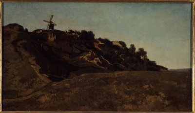 Näkymä Montmartreen, noin 1848 (maalaus) tekijältä Eugene Antoine Samuel Lavieille