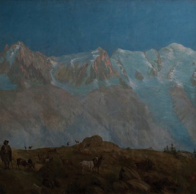 Mont Blanc, Aiguilles du Midi du Plan (Öljy kankaalle) tekijältä Eugene Bourgeois