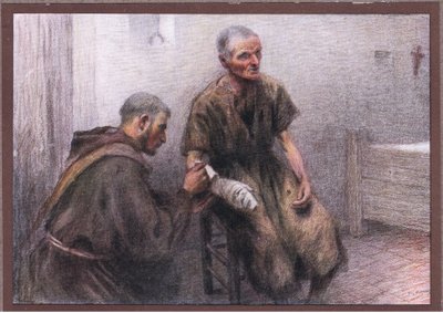 Bentivoglia hoitaa spitaalista, 1919 tekijältä Eugene Burnand