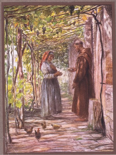 Munkki Masseo nimitetään ovenvartijaksi, 1919 tekijältä Eugene Burnand