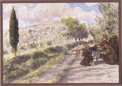 Pyhä Franciscus siunaa Assisin kaupunkia vuonna 1919 tekijältä Eugene Burnand