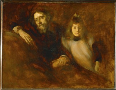 Alphonse Daudet ja hänen tyttärensä Edmee (maalaus kankaalle) tekijältä Eugene Carriere