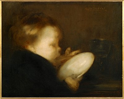 Child with plate (maalaus kankaalle) tekijältä Eugene Carriere