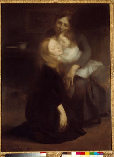Intimiteetti tai isosisko Eugene Carrieren (1849-1906) maalaus 1800-luvun aurinko. 1,3x0,99 m Pariisi, musee d