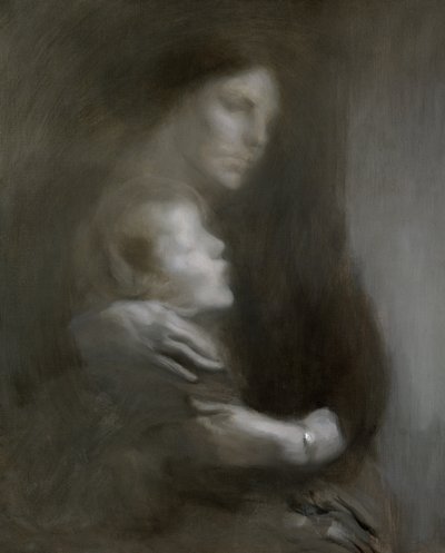 Äitiys (kärsimys) (öljy kankaalle) tekijältä Eugène Carrière