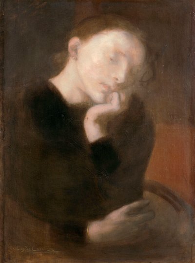Meditaatio par Carriere, Eugene (1849-1906), n. 1892 - Öljy kankaalle, 65,5x48,7 - Ohara Museum of Art, Kurashiki tekijältä Eugène Carrière