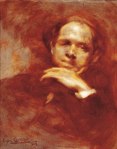 Pau Casalsin muotokuva, sellisti, kapellimestari ja espanjalainen säveltäjä (1876-1973) 1903 (öljy kankaalle) tekijältä Eugène Carrière