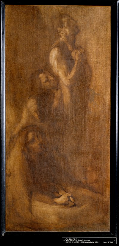Lourdes Pelerinsin muisto rukouksessa. Eugene Carrieren (1849-1906) maalaus 1896 su. 0,73x0,35 m Pariisi, musee d
