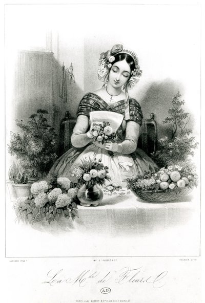 Kukkamyyjä, c. 1840 tekijältä Eugene Charles Francois Guerard