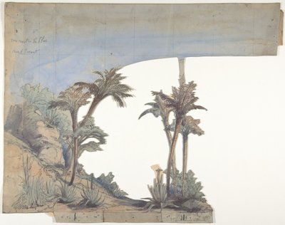 Suunnitelma lavastukselle Pariisin oopperassa, 1828-90. tekijältä Eugene Ciceri