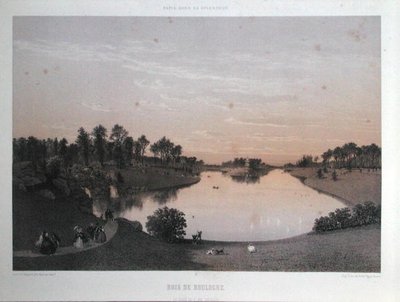 Bois de Boulogne teoksesta "Pariisi loistossaan", n. 1860 (litho) tekijältä Eugene Ciceri