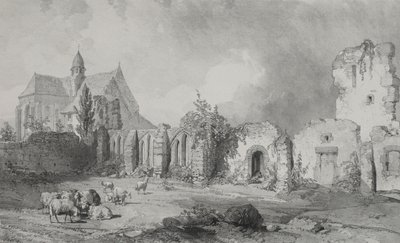 Kuvankauniita ja romanttisia matkoja muinaisessa Ranskassa. Bretagne: Abbey of Relec tekijältä Eugene Ciceri